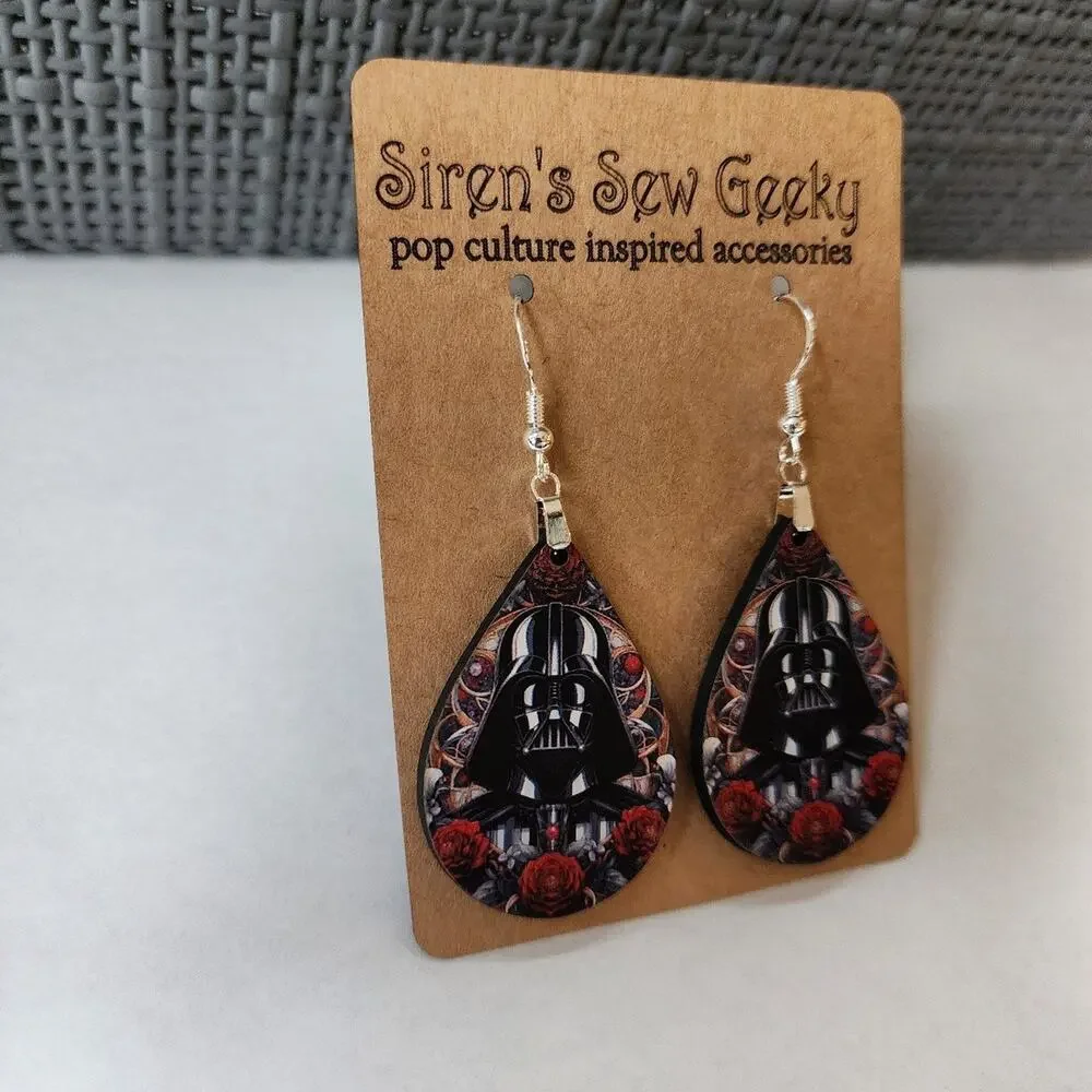 Darth Vader Floral Earrings Star Wars Roses